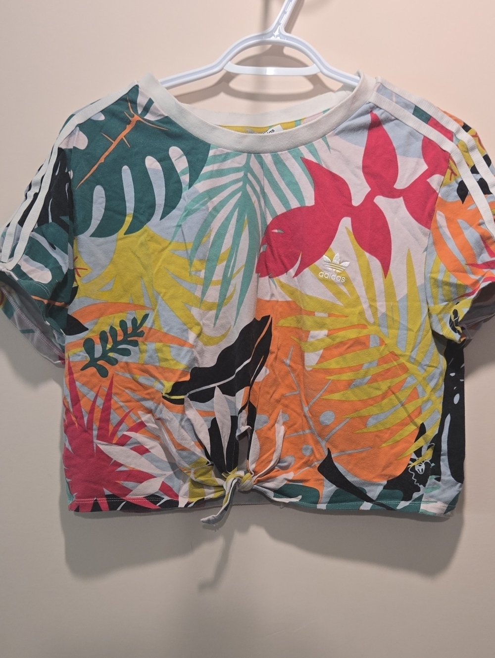 Adidas Tropical Tie-Front Crop Top - Multi